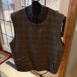 Turnbury Reversible Alpaca & Wool Fiber Plaid Side / Brown Slvless Sz XL Vest